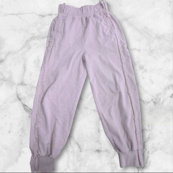 Free People Pink Cotton Knit Fringe Joggers Size XS - Picture 2 of 4